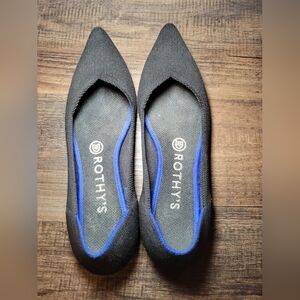 Rothy's The Point Solid Black Point Toe Slip On Comfort Flat Women's 8